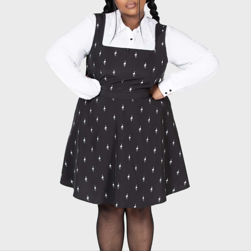 Killstar X Wednesday Addams Little Storm Cloud Pinafore Dress- 2XL-  DESCRIPTION